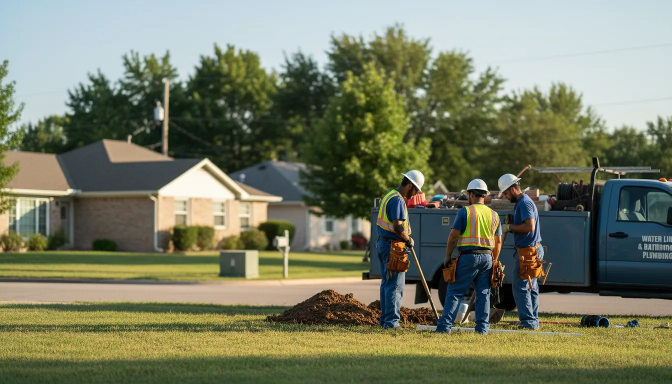 Residential water line and bathroom plumbing service in Weleetka, OK